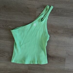 Zara Lime One-Shoulder Crop Top